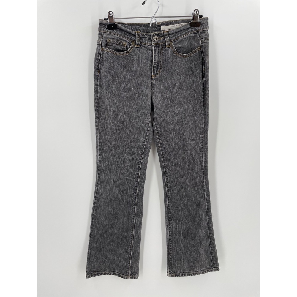 DKNY Soho Jeans Womens 4P Grey Bootcut Denim Pants Petite Stretch Wash 4‎ Petite